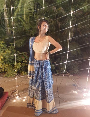 Customer photo review of Blue Color Designer Silk Traditional Wear Lehenga Choli