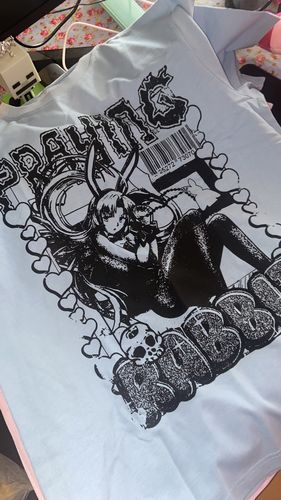 Customer photo review of Praying Anime Tee (Sky Blue)