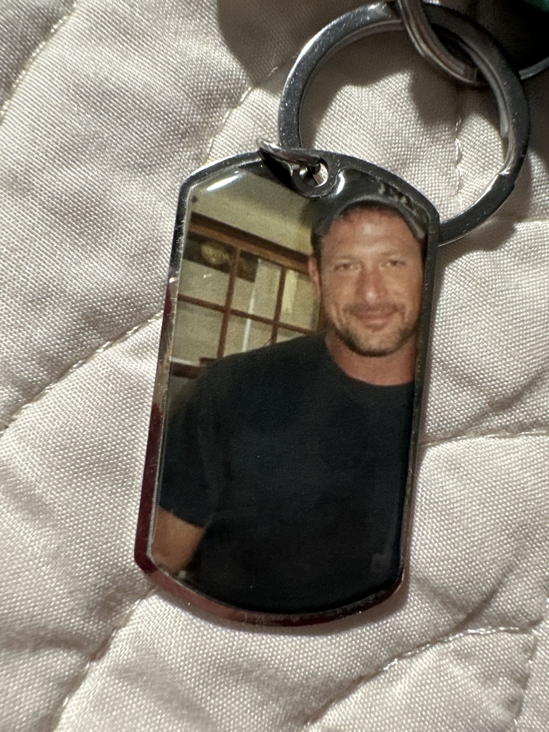 Customer photo review of I Will Carry You With Me Until, Personalized Keychain, Memorial Gifts, Custom Photo