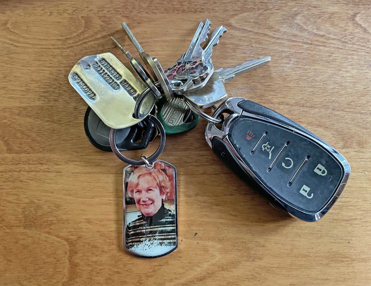 Customer photo review of I Will Carry You With Me Until, Personalized Keychain, Memorial Gifts, Custom Photo