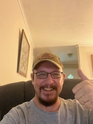 Customer photo review of Custom Leather Patch Legacy Trucker Hat