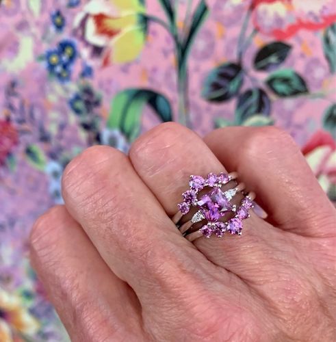 Customer photo review of 3-Stone Purple Princess CZ Ring in Sterling Silver 1.2ct