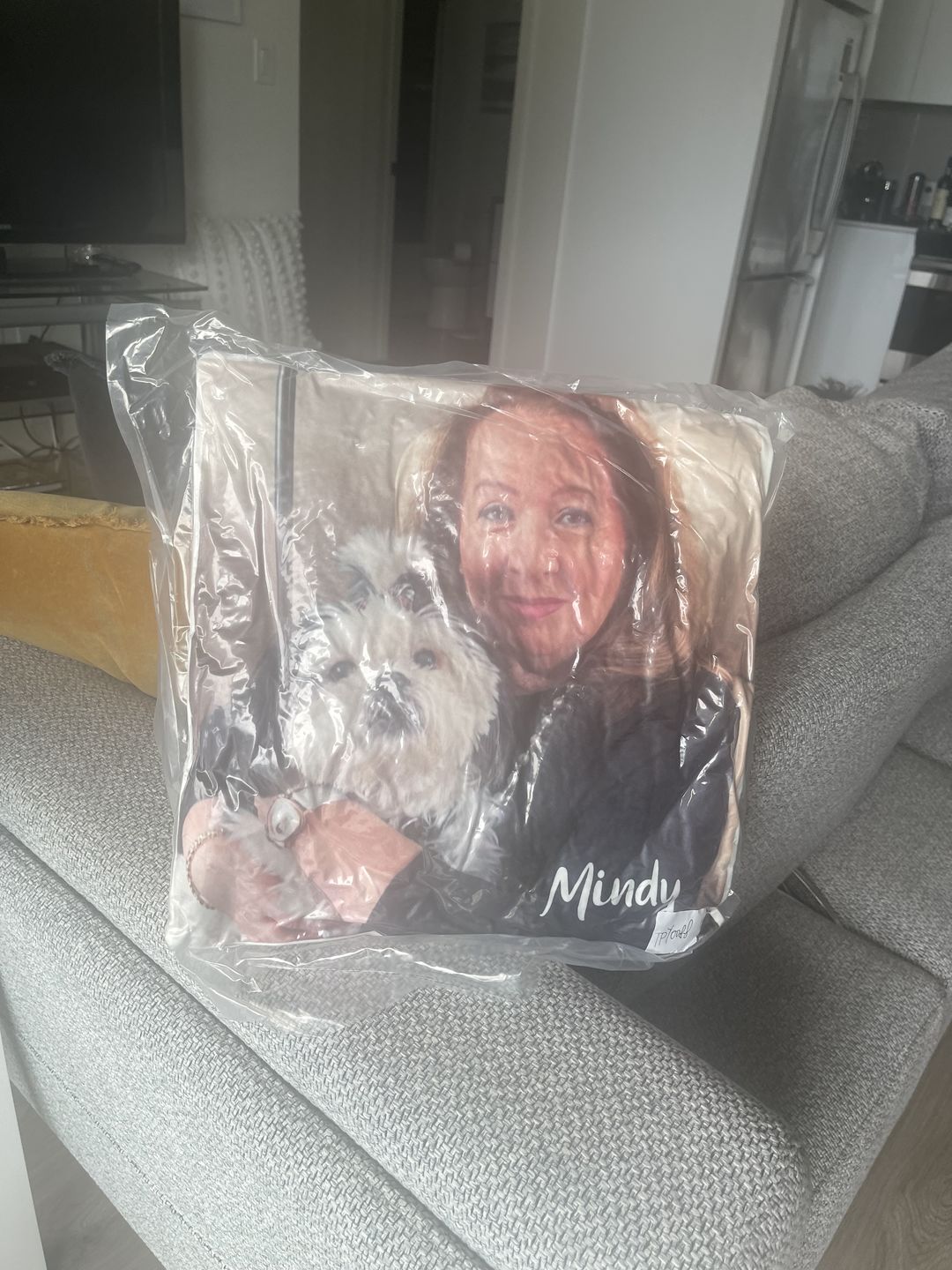 Customer photo review of Custom Photo Pillow with Your Dog Photos, Print Pet Photo on Pillow