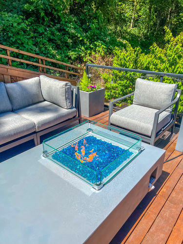 Customer photo review of Fire Glass Crystal Beads Rocks for Fire Pits - 1" Cashew