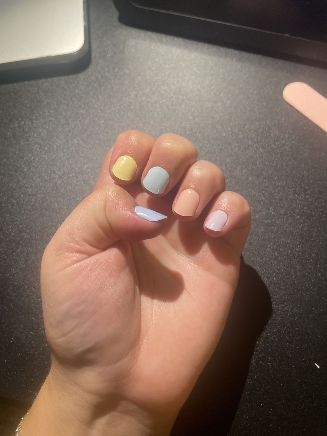 Customer photo review of Pastel Rainbow DIY Semicured Gel Nail Sticker Kit