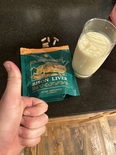 Customer photo review of 100% Grass Fed + Finished, Pasture Raised, Freeze-Dried Bison Liver Capsules