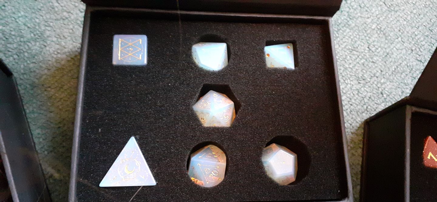 Customer photo review of SPELLCASTER - OPALITE STONE DICE SET