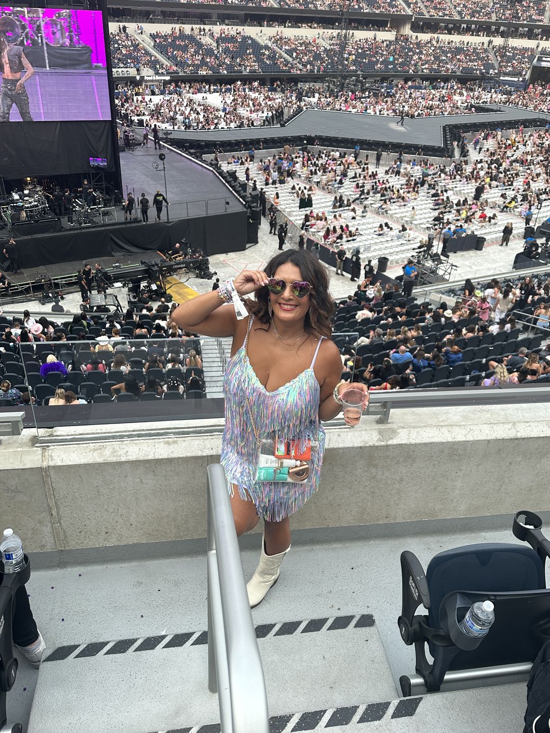 Customer photo review of Shake It My Way Short Fringe Mini Dress