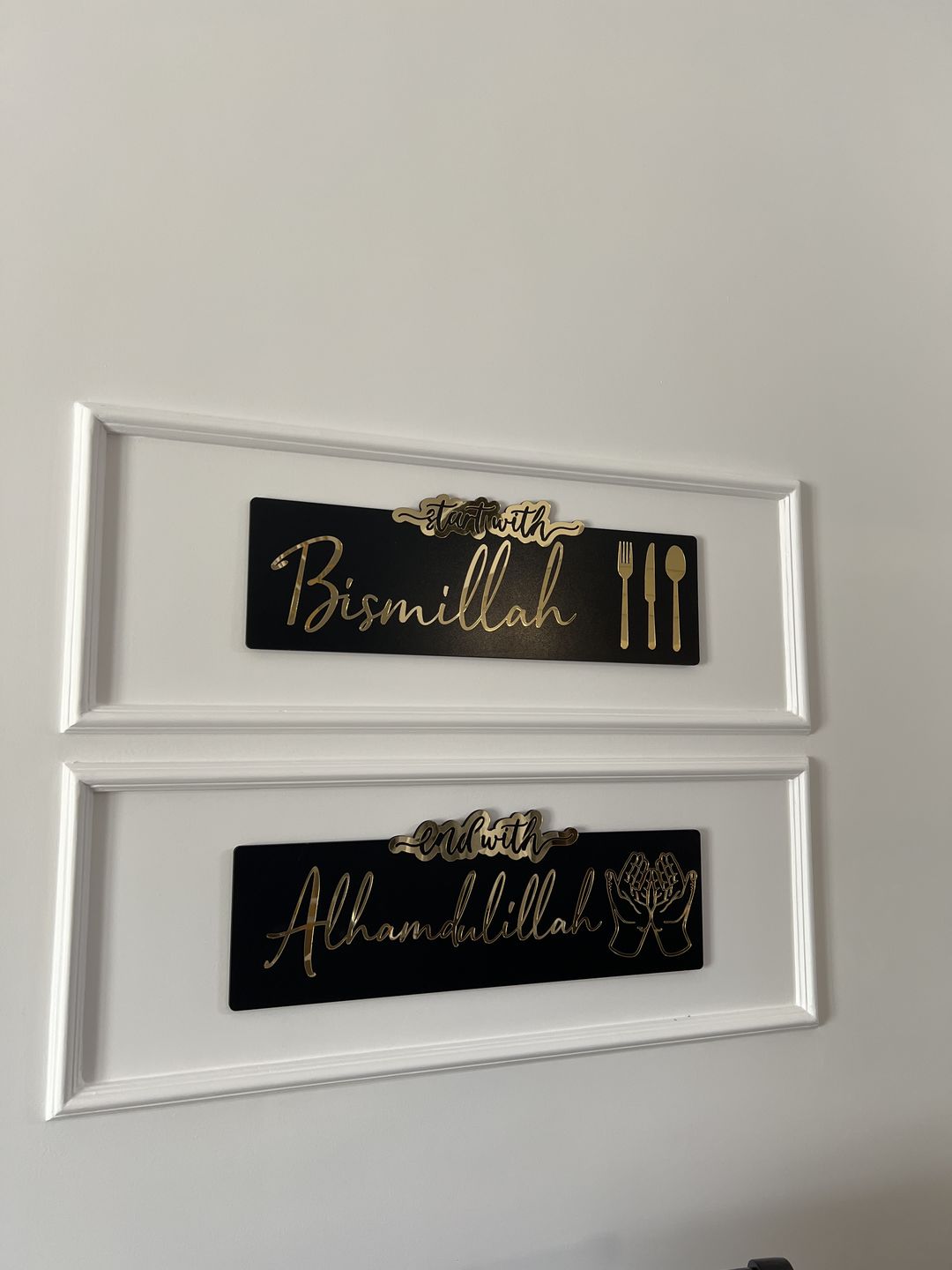 Customer photo review of Start with Bismillah - End with Alhamdulillah, Wooden Acrylic Islamic Wall Art