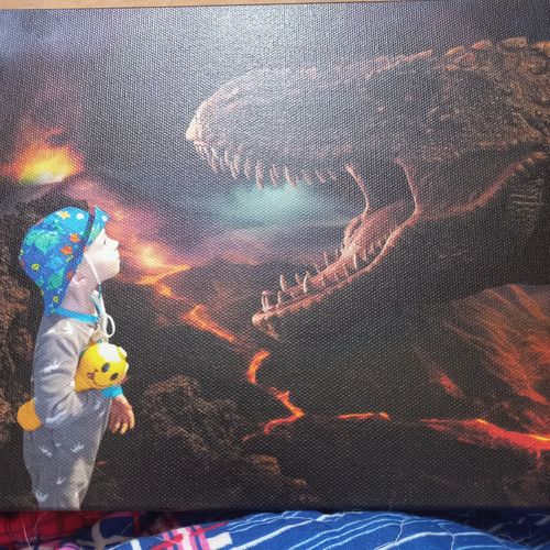 Customer photo review of Hungry Dino - Custom Portrait