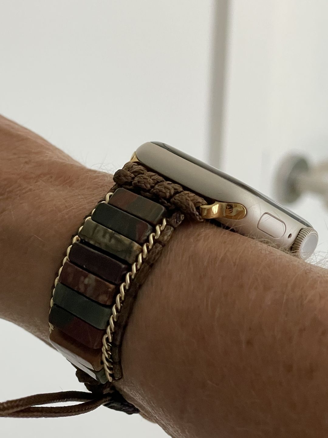 Customer photo review of Delicate Picasso Jasper Apple Watch Strap