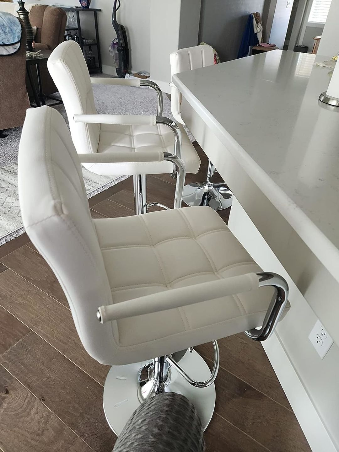 Customer photo review of Adjustable Square Bar Stools with Arm Rest (Set of 2)
