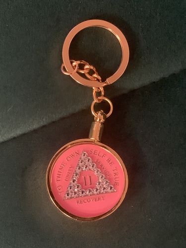 Customer photo review of Recovery Mint 2 Year Bling AA Medallion - Crystallized Tri-Plate Two Year Chip/Coin - Pink Diamond