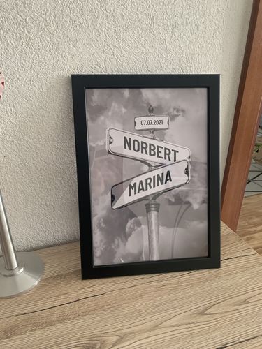 Customer photo review of Personalisiertes Poster - Vintage Straßenschild Paare No. 1