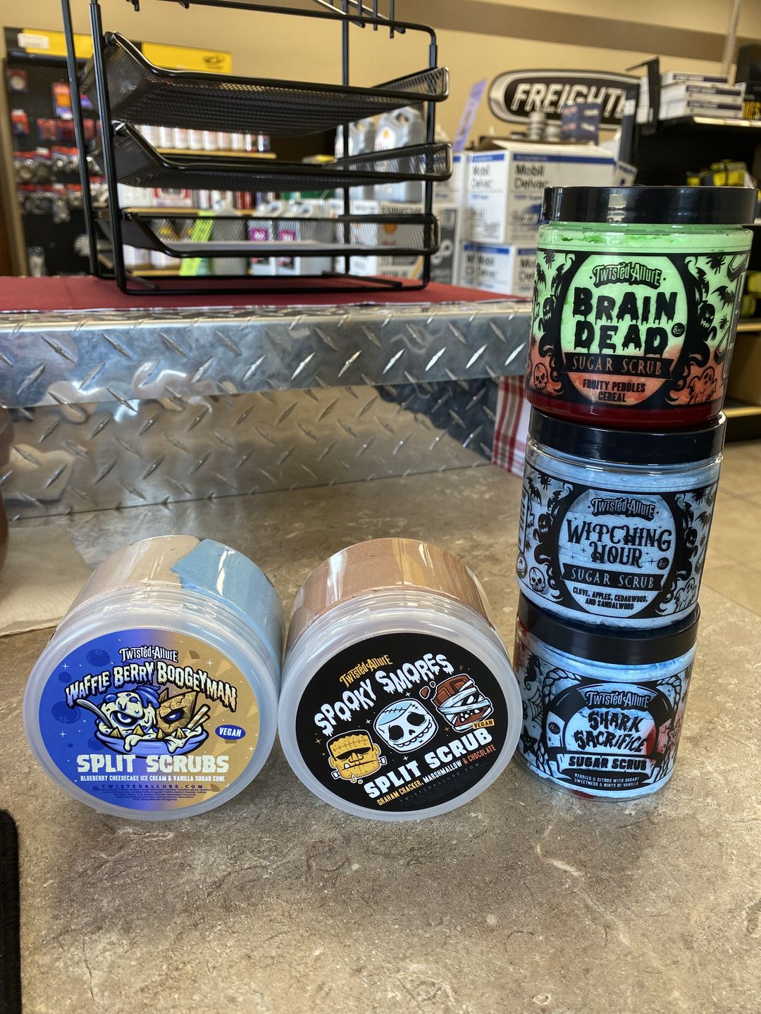 Customer photo review of Waffle Berry Boogeyman Split Scrub (Blueberry Cheesecake Ice Cream & Waffle Cone)