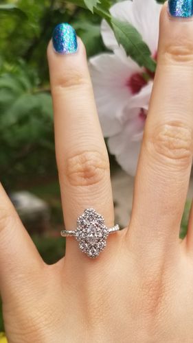 Customer photo review of Halo Navette Marquise CZ Ring in Sterling Silver