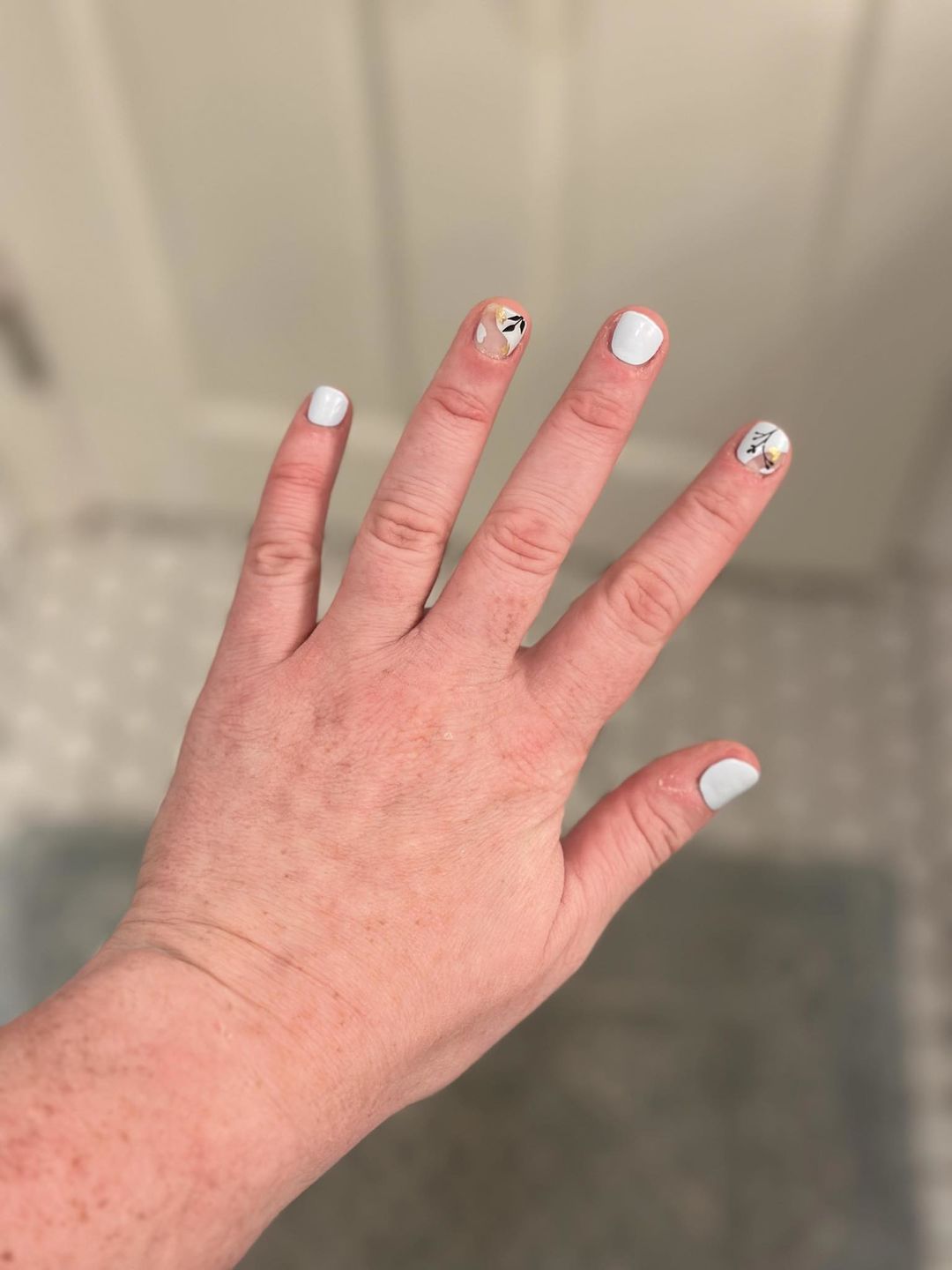 Customer photo review of Blue Floral Daze DIY Semicured Gel Nail Sticker Kit (PREORDER)