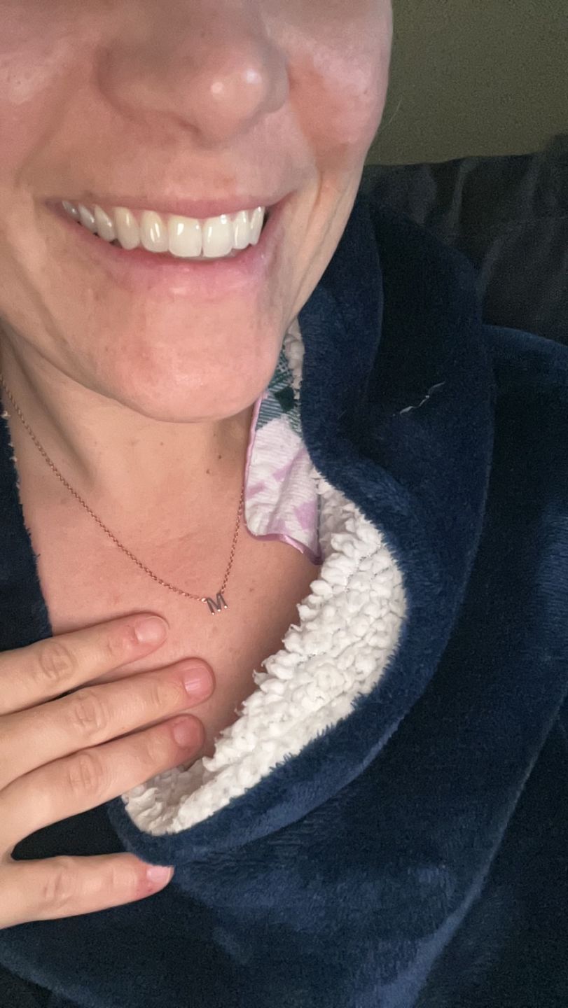 Customer photo review of The Original Single Initial Letter Necklace