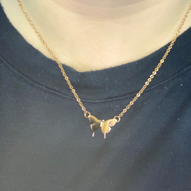 Customer photo review of Initial Butterfly Necklace