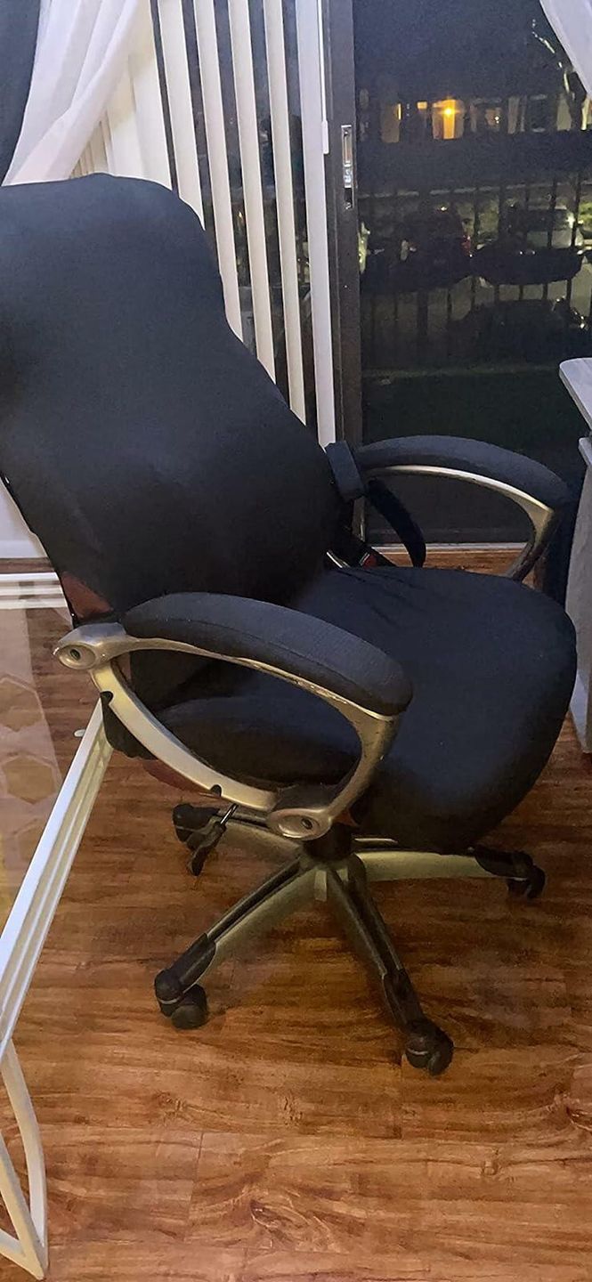 Customer photo review of Removable Washable Office Chair Armrest Slipcovers