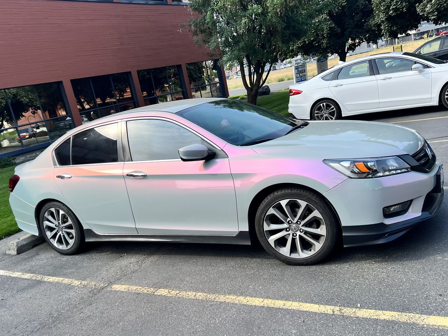 Customer photo review of Candy Metallic Gray Pink Vinyl Wrap