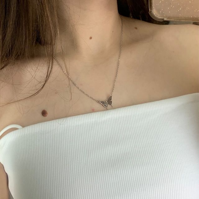 Customer photo review of Initial Butterfly Necklace