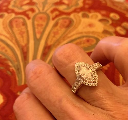 Customer photo review of Halo Milgrain Marquise CZ Ring in Sterling Silver