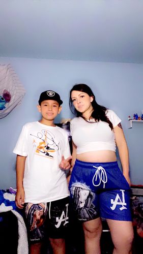 Customer photo review of LA 'Ave Maria' Premium Mesh Shorts
