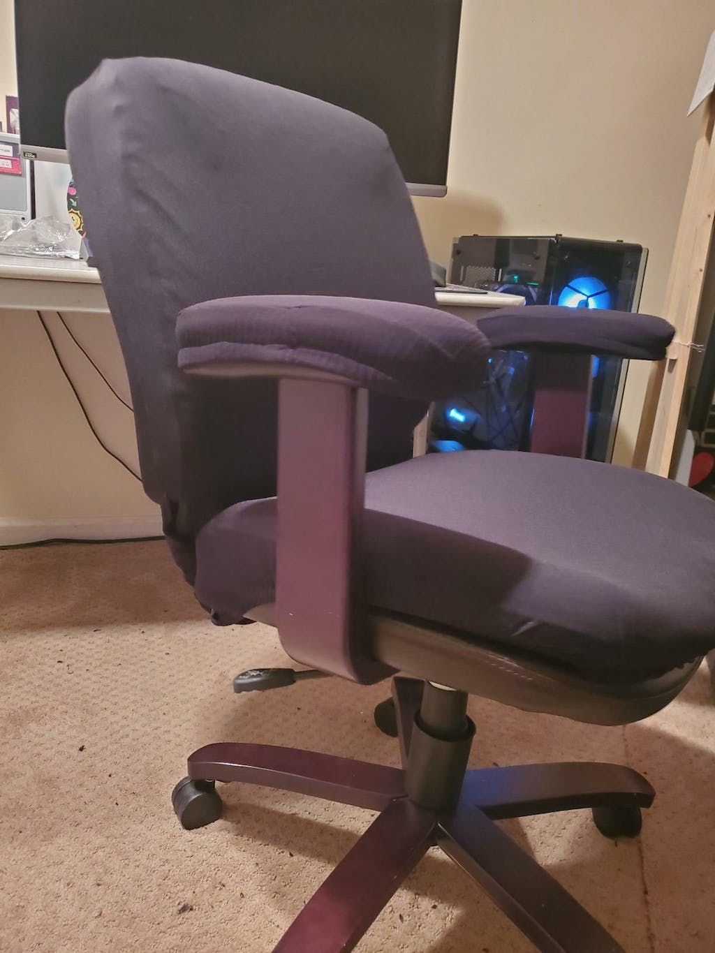 Customer photo review of Removable Washable Office Chair Armrest Slipcovers