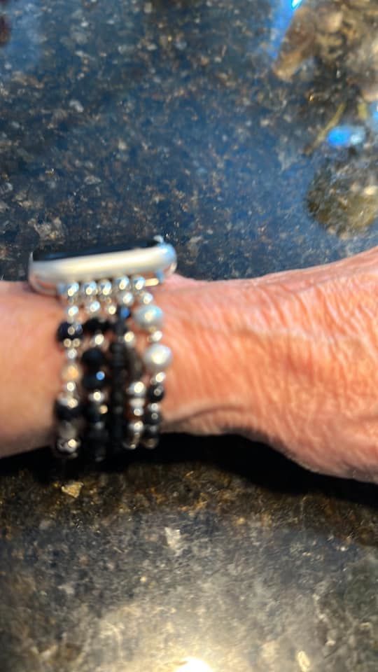 Customer photo review of Ethereal Frost Stretch Apple Watch Strap
