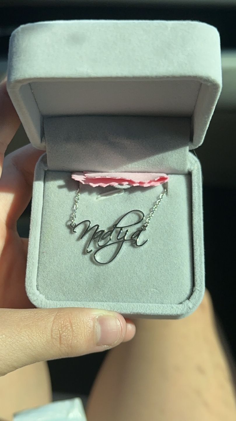 Customer photo review of Script Name Necklace