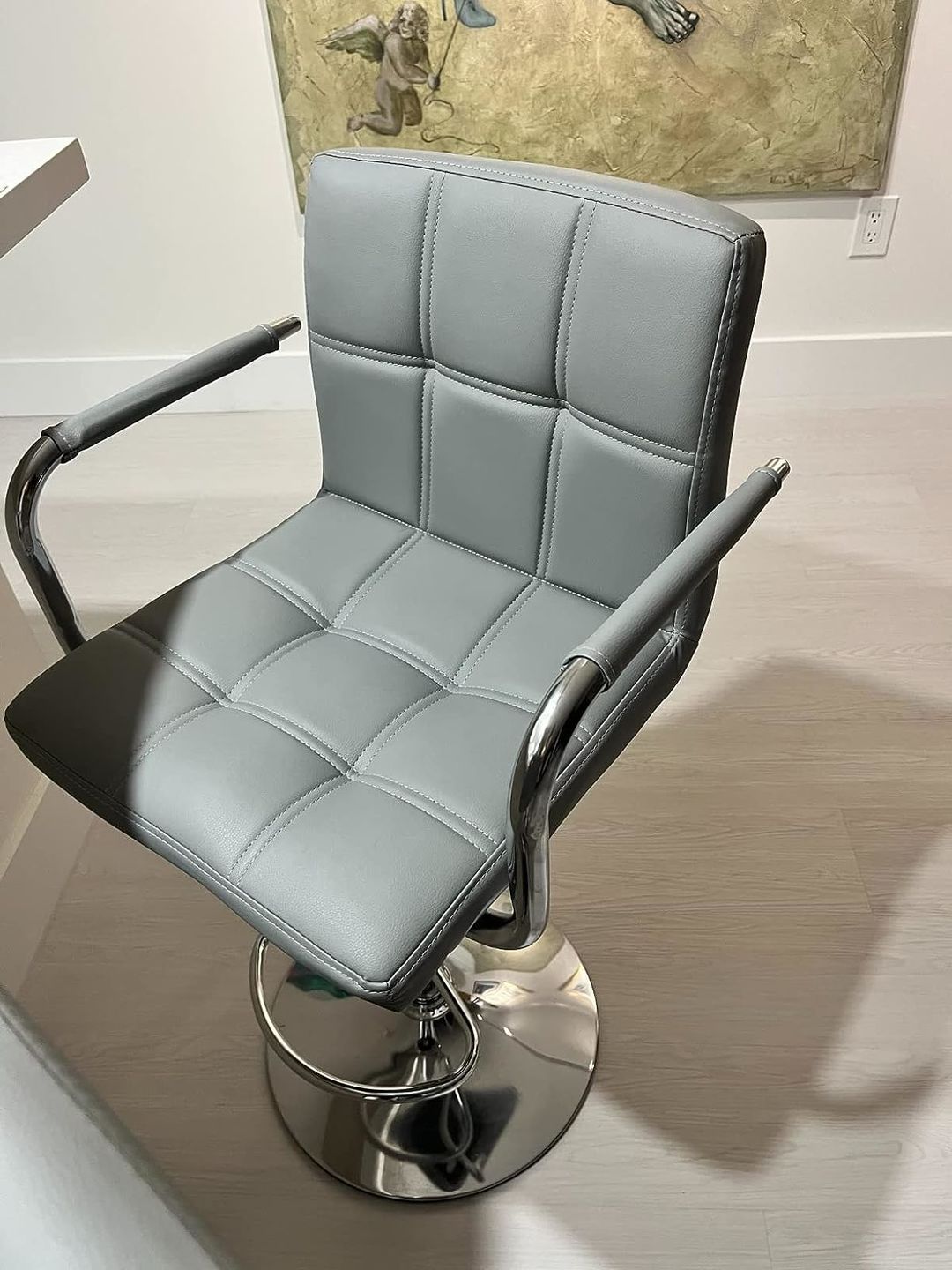 Customer photo review of Adjustable Square Bar Stools with Arm Rest (Set of 2)