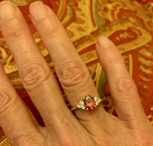 Customer photo review of Solitaire Red Oval CZ Ring in Sterling Silver 1.2ct