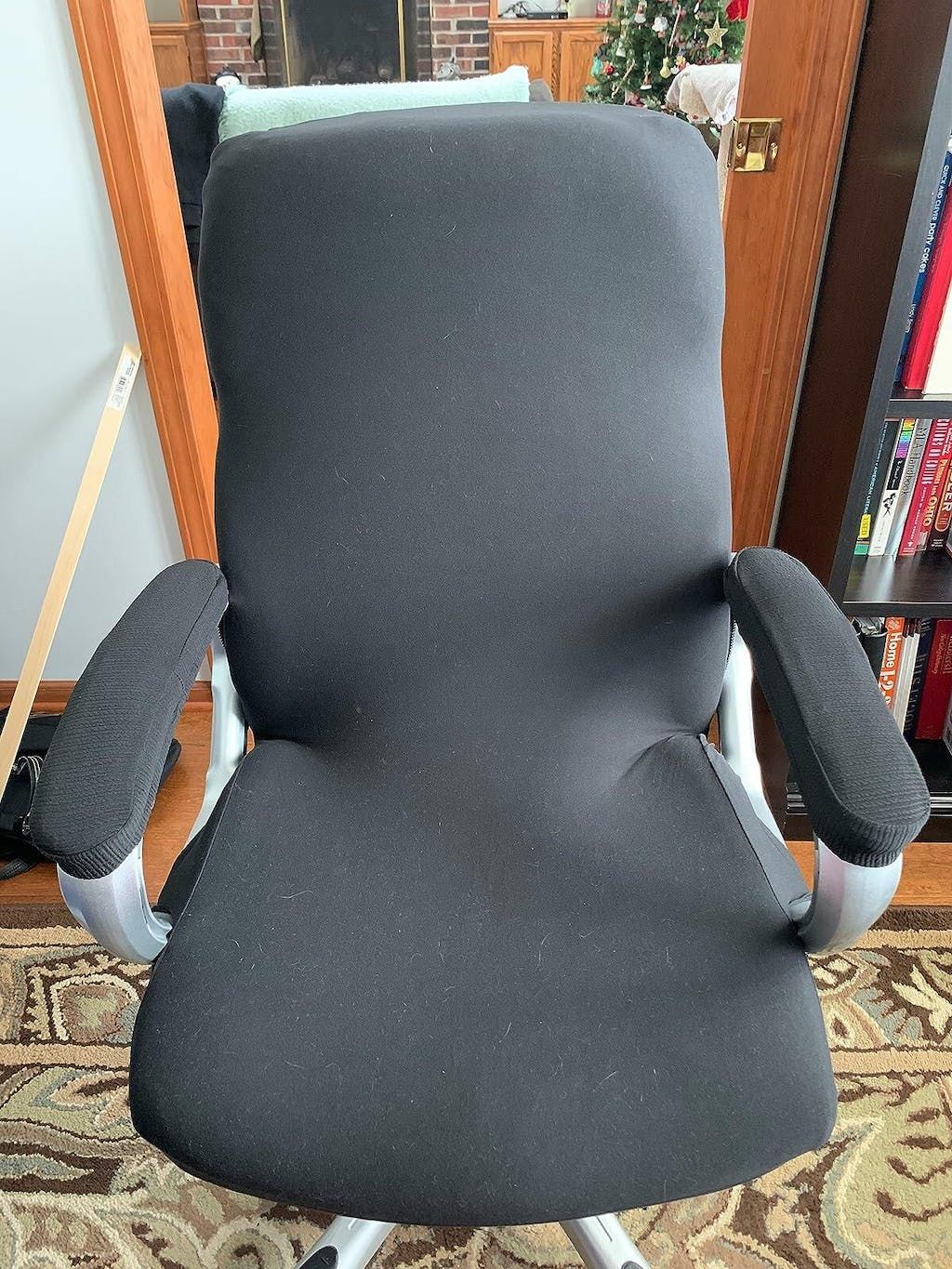 Customer photo review of Removable Washable Office Chair Armrest Slipcovers