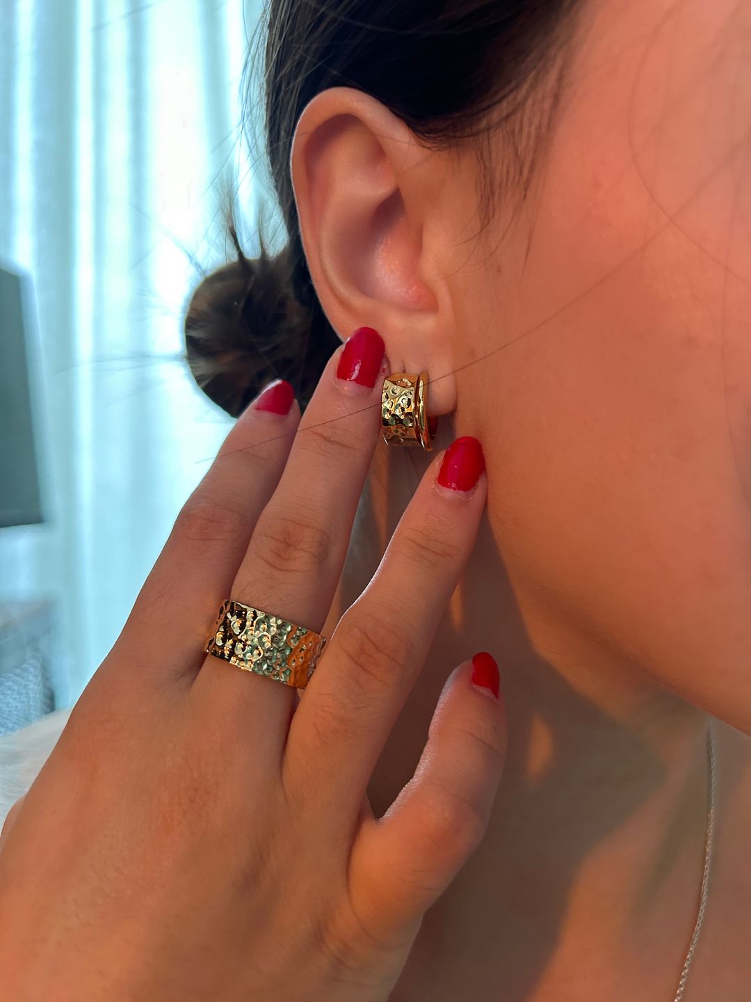 Customer photo review of Grecian Hammered Silver Stacking Ring