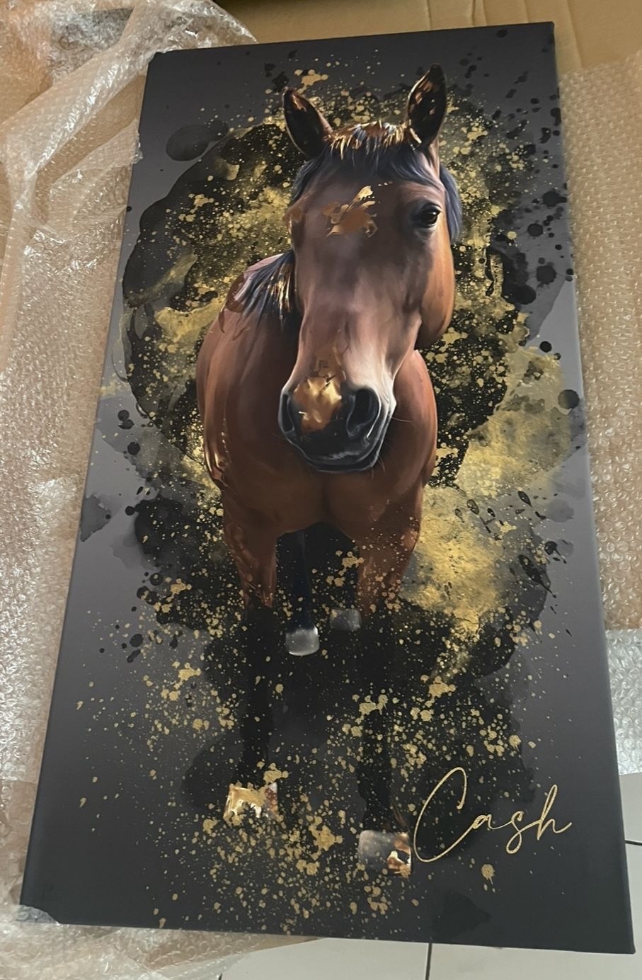 Customer photo review of Handgemaltes Haustierportrait auf Premium Leinwand im Gold Stil