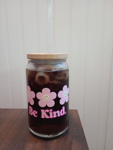 Customer photo review of Pink Be Kind Floral Glass