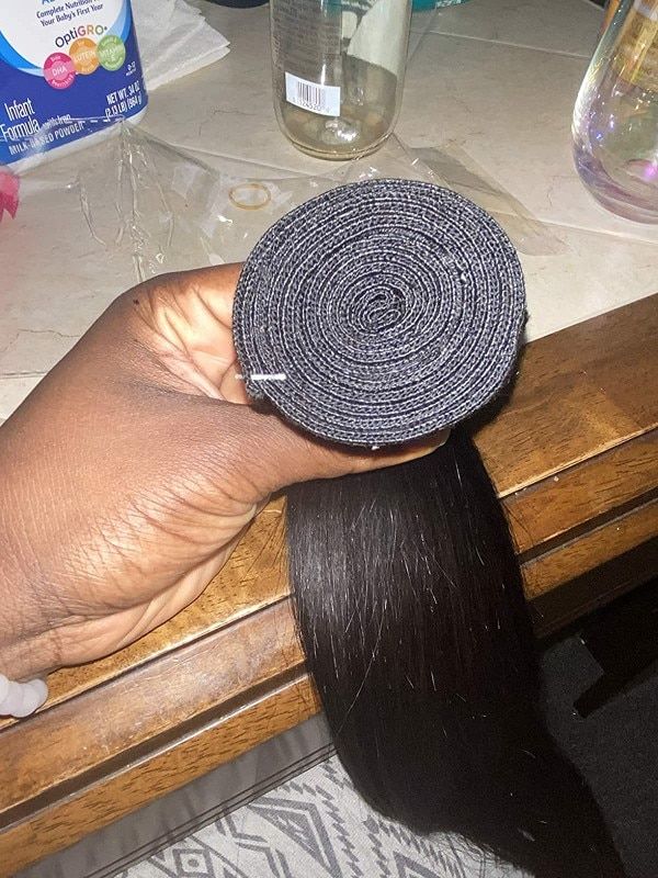 Customer photo review of MORE FACE 10A Natural Color 3PCS Straight Human Hair Bundles Extensions