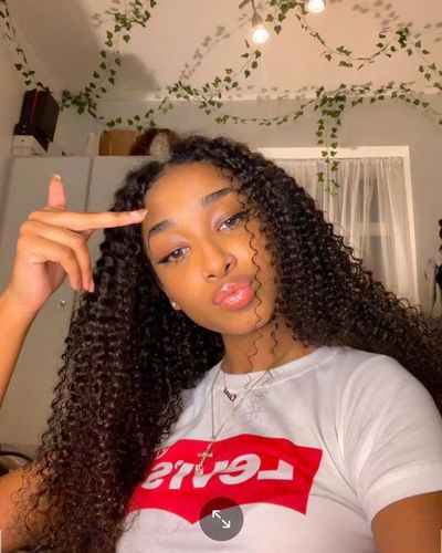 Customer photo review of No Sew In, No Glue Afro Curl Wig U Part Wig/ V Part Wig