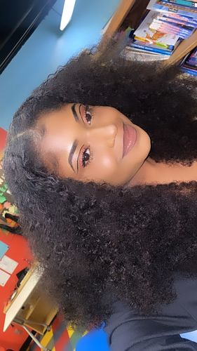 Customer photo review of No Sew In, No Glue Afro Curl Wig U Part Wig/ V Part Wig