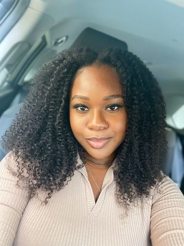 Customer photo review of No Sew In, No Glue Afro Curl Wig U Part Wig/ V Part Wig