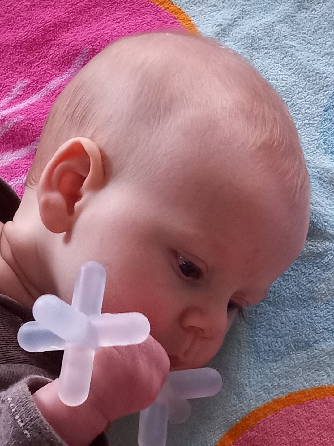 Customer photo review of 1-pack clear silicone patented moonjax® best baby teether