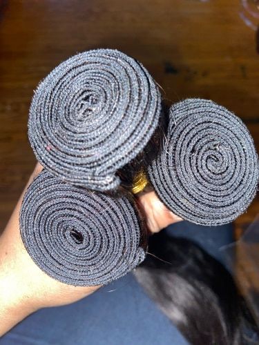 Customer photo review of MORE FACE 10A Natural Color 3PCS Straight Human Hair Bundles Extensions