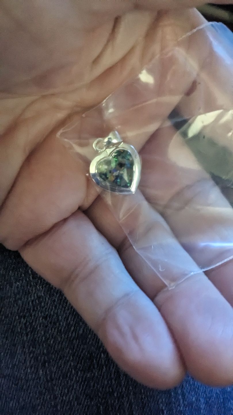 Customer photo review of Petite Bezelled Opal Heart