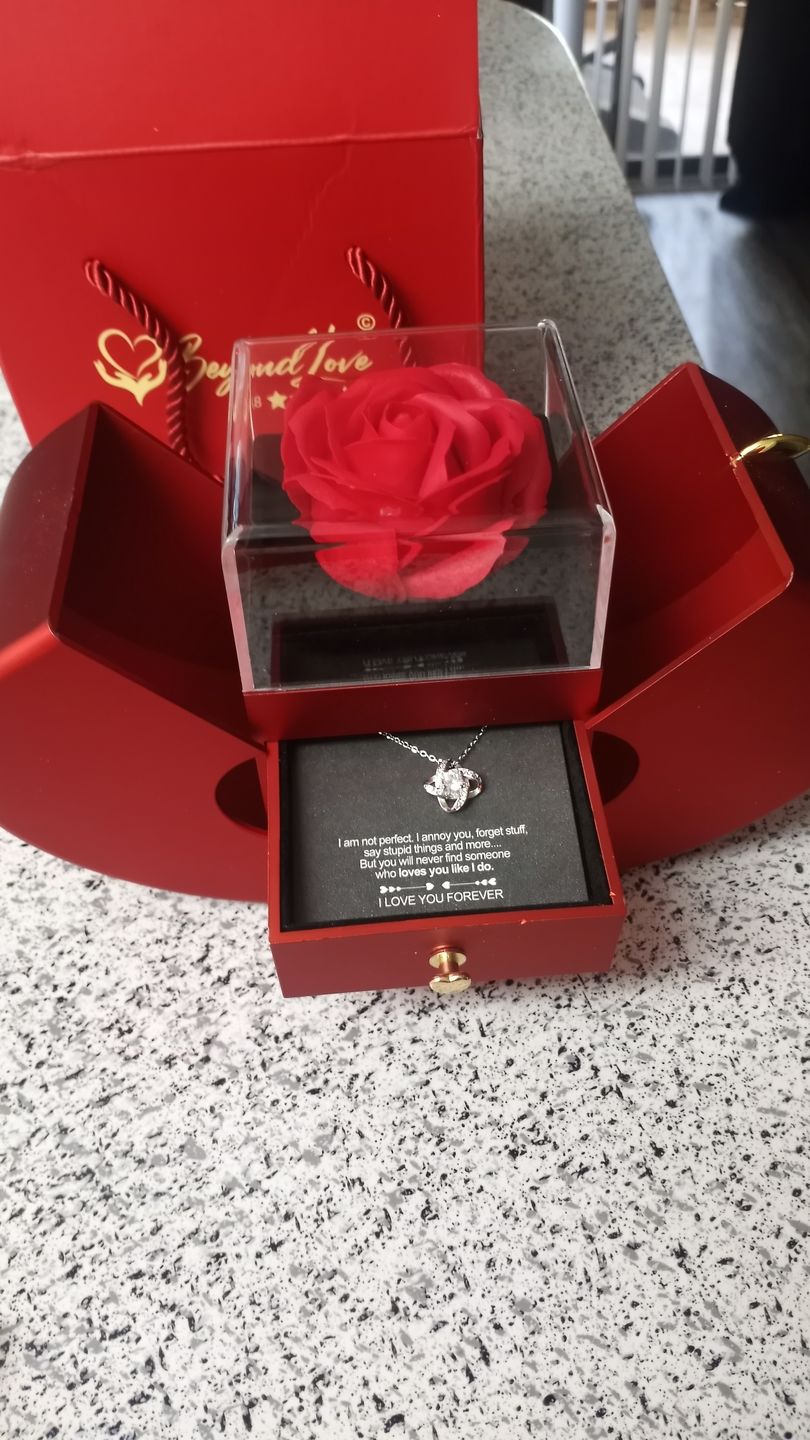 Customer photo review of White Gold Necklace - With Real Rose - To My Love
