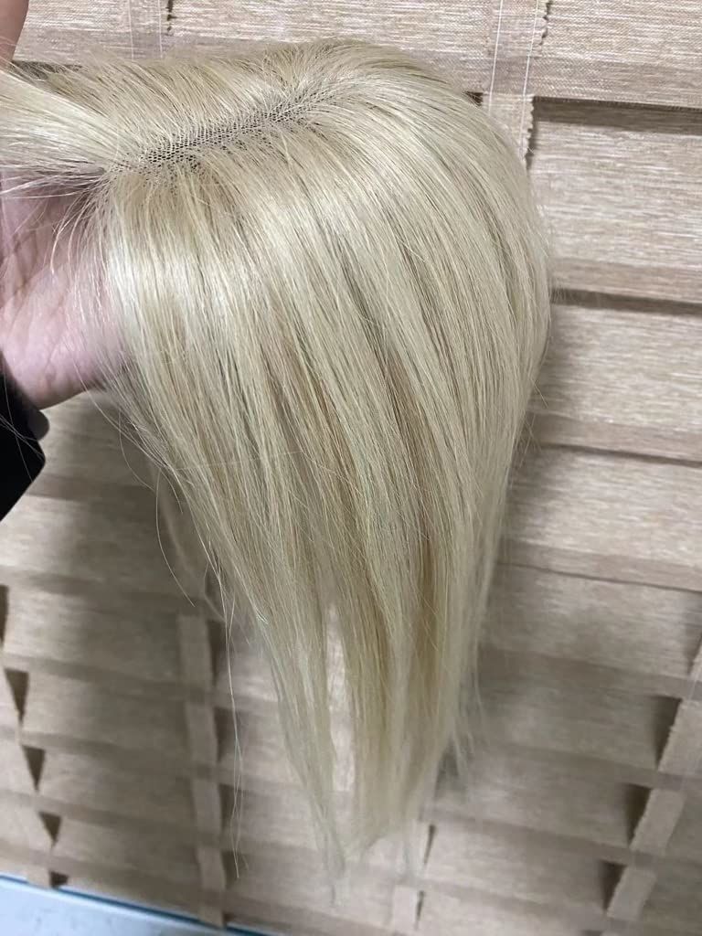 Customer photo review of Virgin Hair Mono Topper Blonde Highlights Human Hair Piece Toupee #16/22