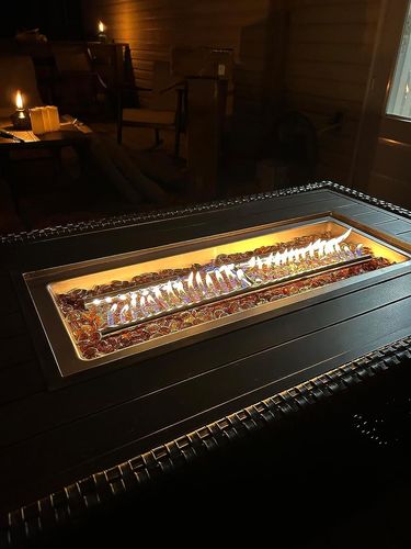 Customer photo review of 50" Propane Gas Fire Pit Table 50000 BTU Auto-Ignition w/ Glass Stone & Waterproof Cover, Black