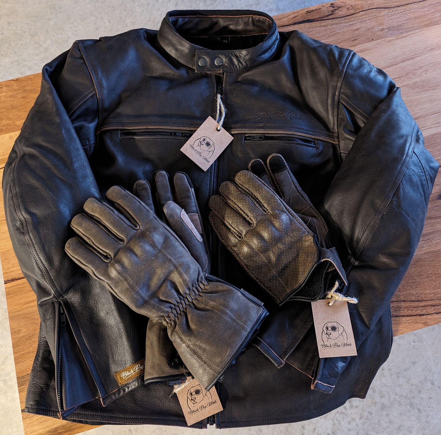 Customer photo review of NEW 'The Rumbler' | Distressed Charcoal Brown Leather | Classic Leather Motorbike Jacket