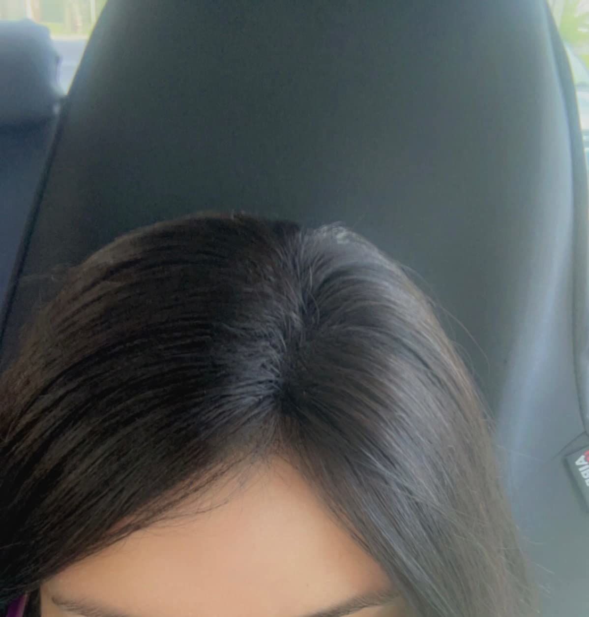 Customer photo review of Natural Black Virgin Hair Mono Topper Human Hair Clip in Toupee #1B