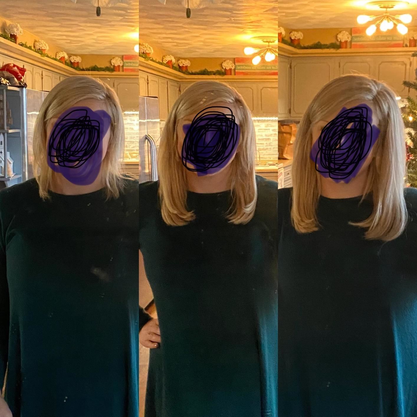 Customer photo review of Mono Topper Human Hair Piece Toupee with Pink Gold Highlights & Clips #18/613